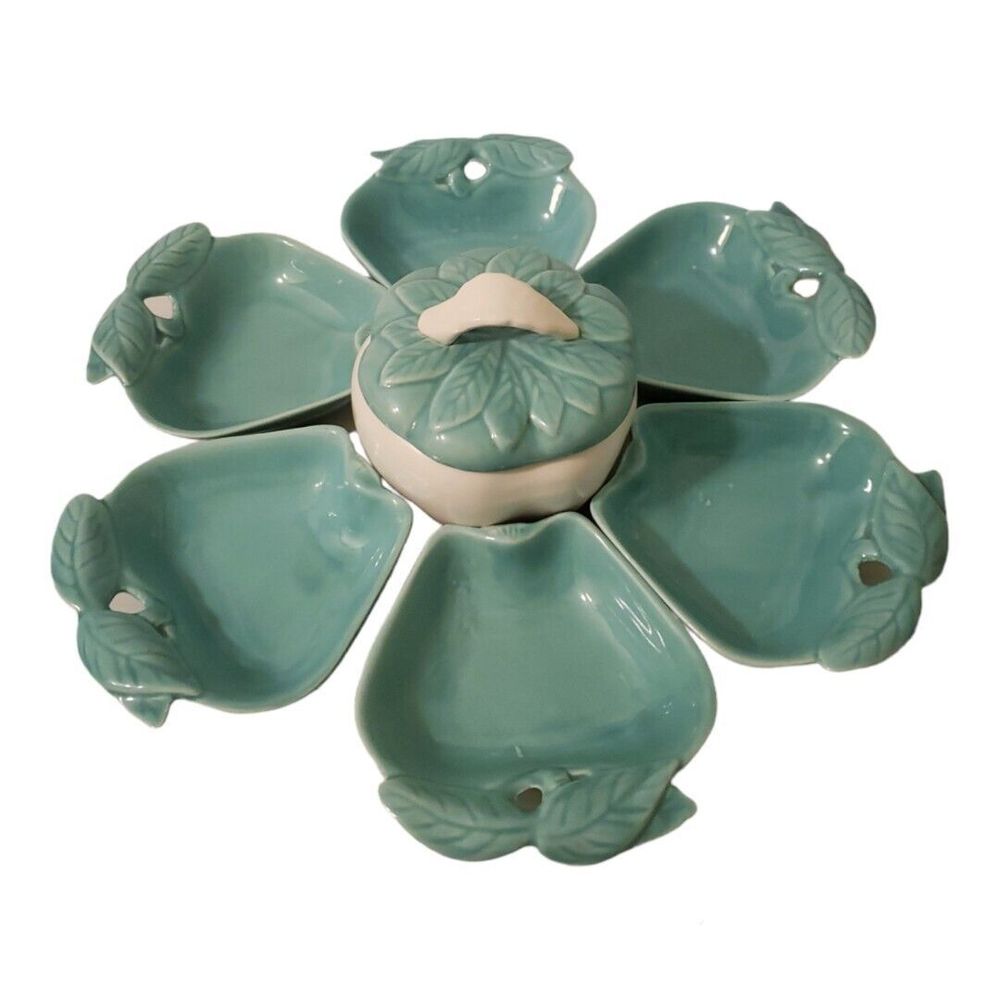 MCM Vintage Hoenig of California Turquoise Apple Chip & Dip Set